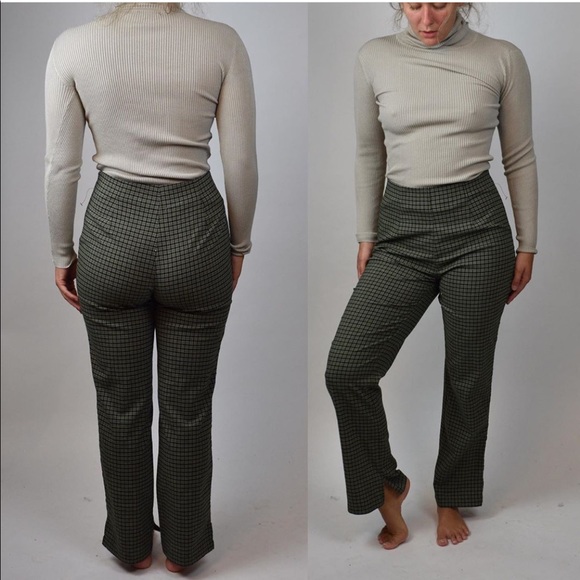 Green checkered high waisted trousers - Picture 3 of 3